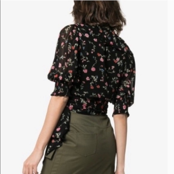 Ganni Paradise Elm Floral Georgette Wrap Top Surplus Wrap Top Small NEW - Picture 11 of 16